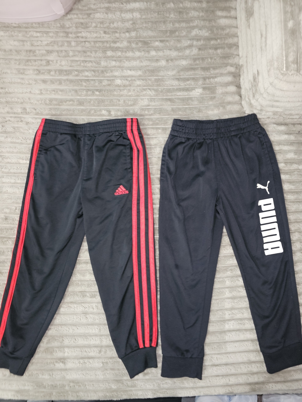 Adidas Kids Black Track Pants w/ Red Stripes Puma Black Track Pants 2 Pair - KD5